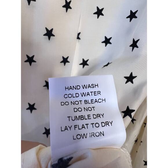 Ellison Cream Button Up Top With Black Stars Size Small - Picture 5 of 6